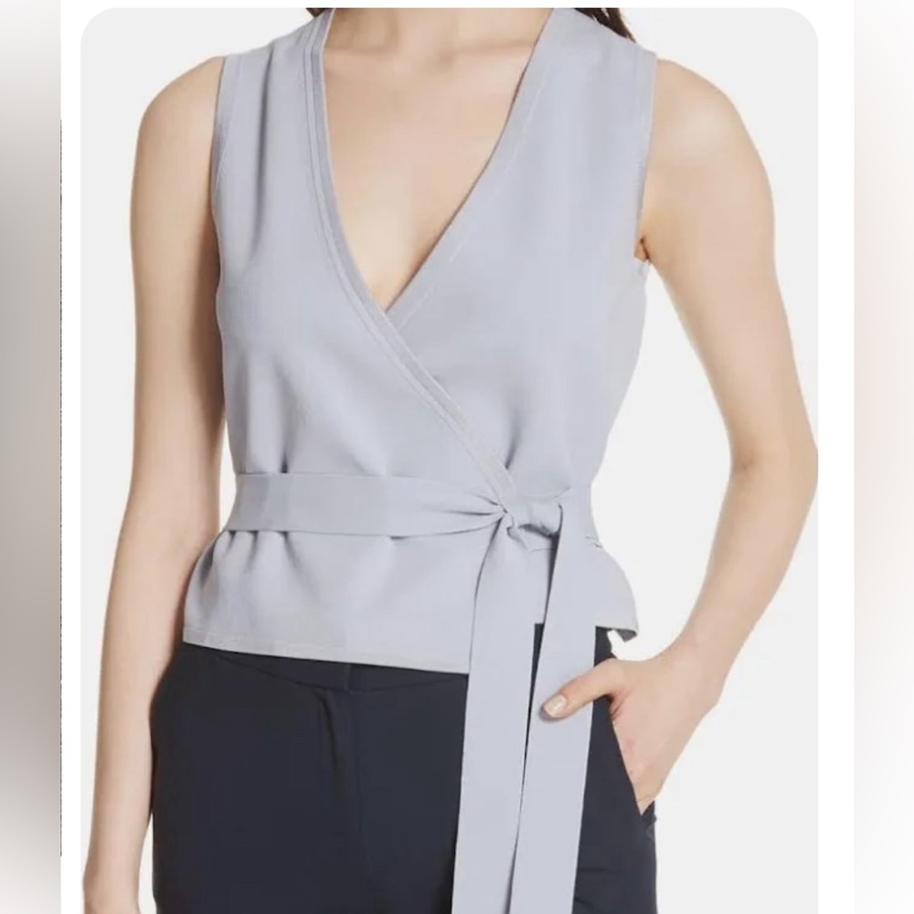 NWT Diane Von Furstenberg wrap top. Black size L
